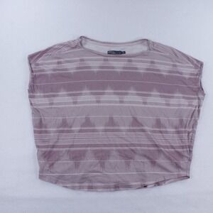 prAna Women's Harlene Geometric Stripe Dolman Sleeve Top Mauve Pink Size S